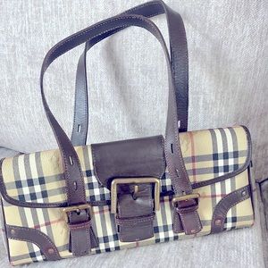 Authentic Burberry Haymarket checked coated canvas bag